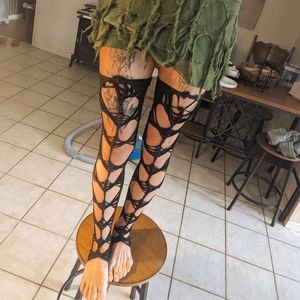 Fairy pixie nymph weaved braided thigh high leggings leg warmers
